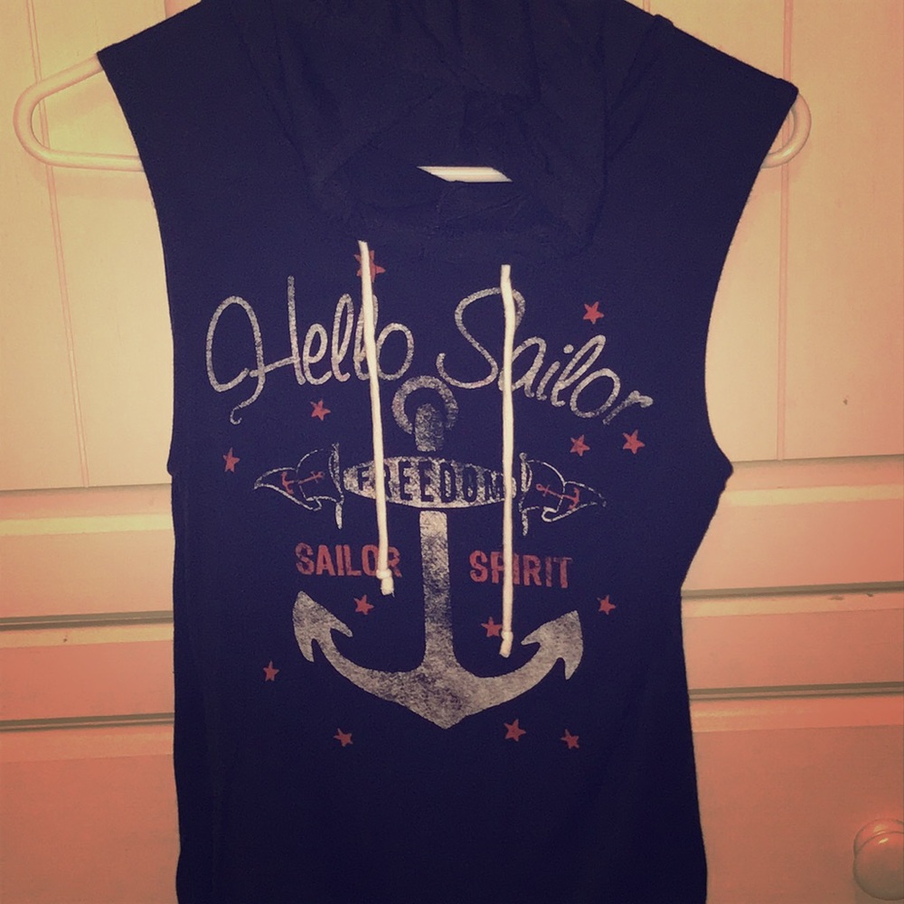 "Hello Sailor" tank top w/ hoodie